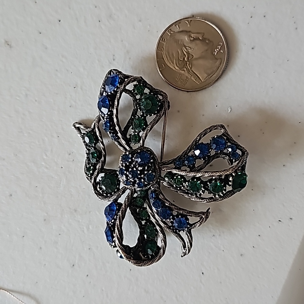 Vintage weiss blue bow